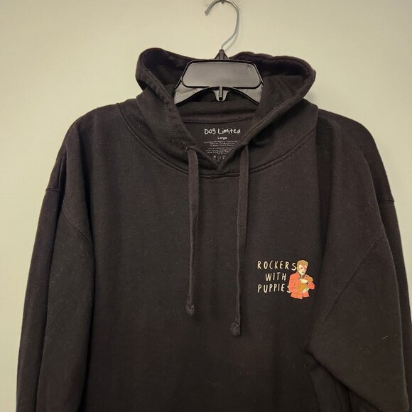DOGS LIMITED ROCKERS WITH PUPPIES Black Hoodie Ozzie Bowie‎ Bono Sz Large EUC - Picture 10 of 15